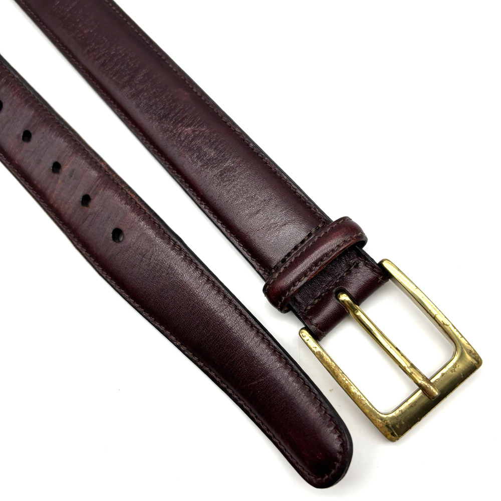 Vintage Trafalgar 1713 Cortina Oxblood Leather Bass Buckle Belt 36 Handmade USA - Picture 10 of 13